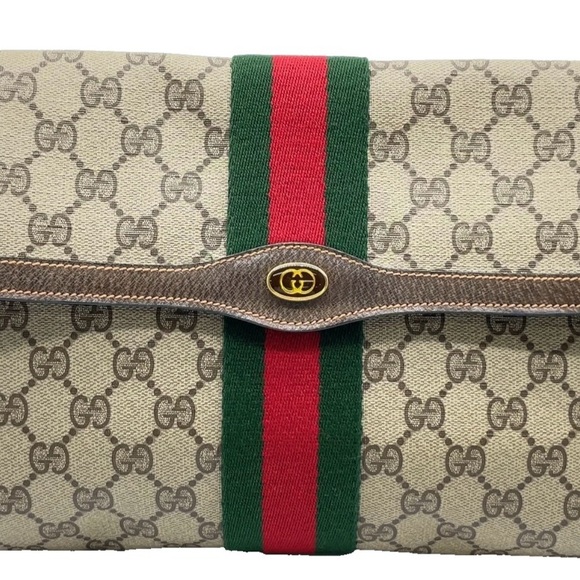 Auth Gucci GG Supreme Sherry Line
PVC Clutch Bag - Picture 1 of 16